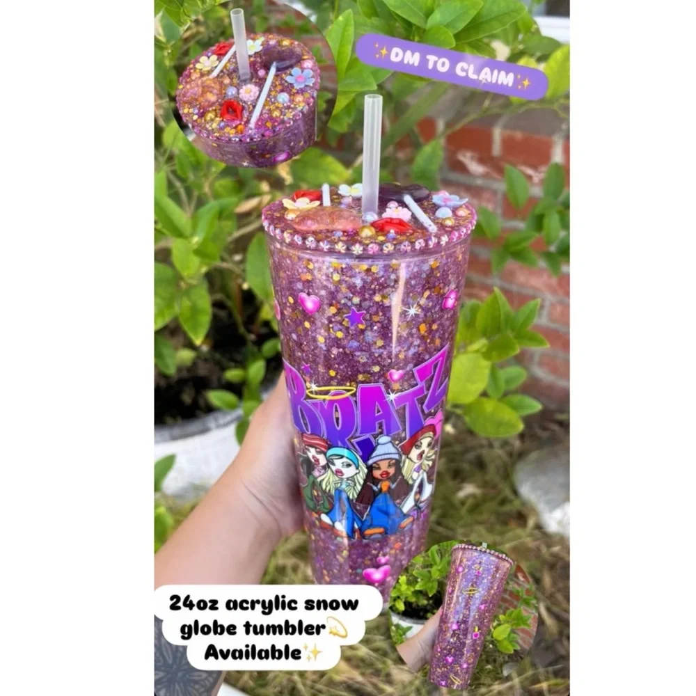 Floral Glitter Tumbler Cup